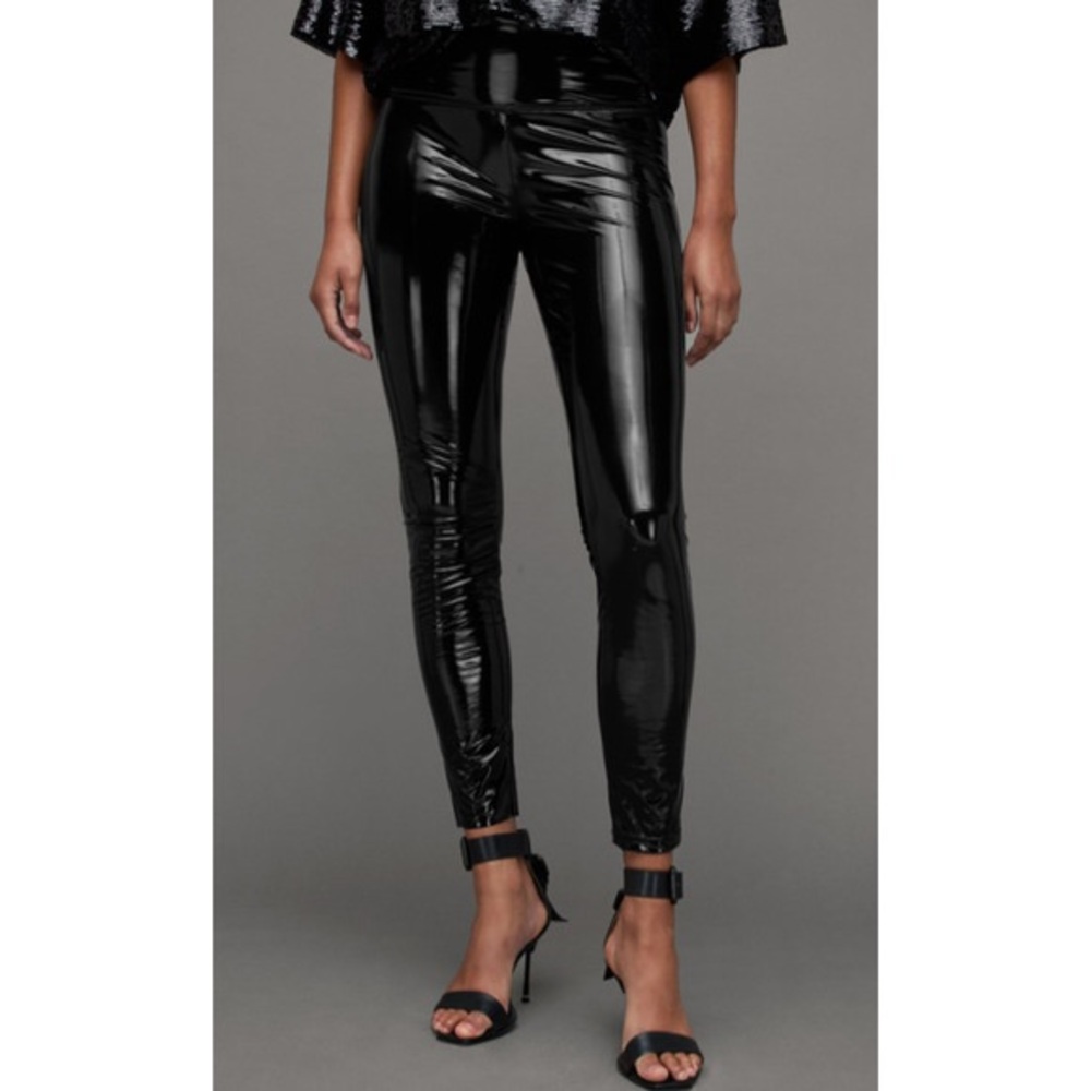 NWT All Saints Black Cora Shine Leggings